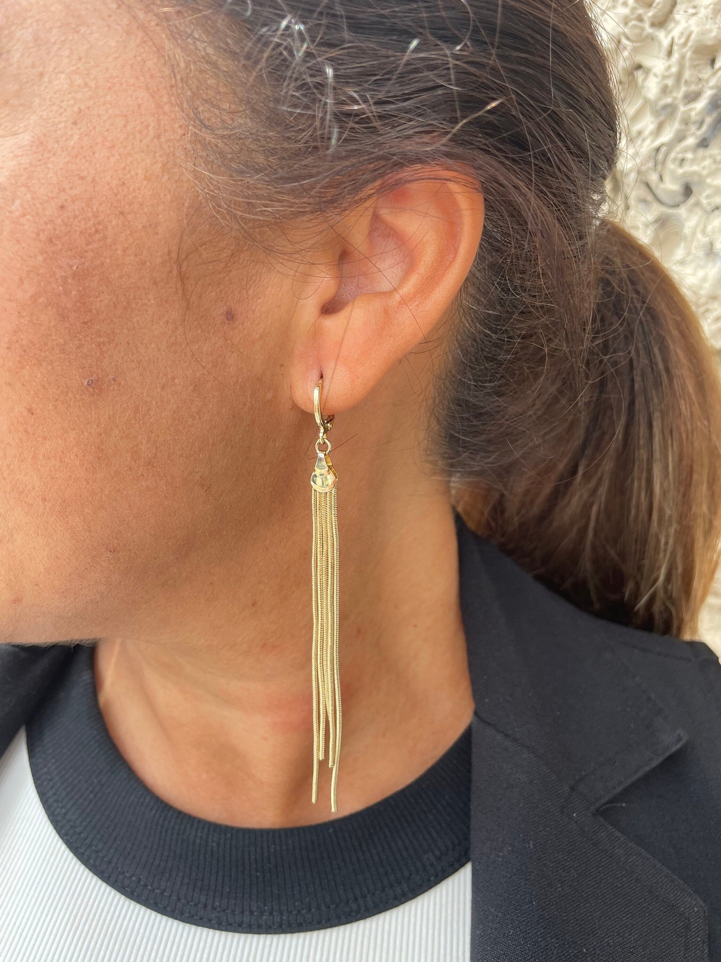 18k Gold Filled Dangling earring with Individual Cable Chain Links