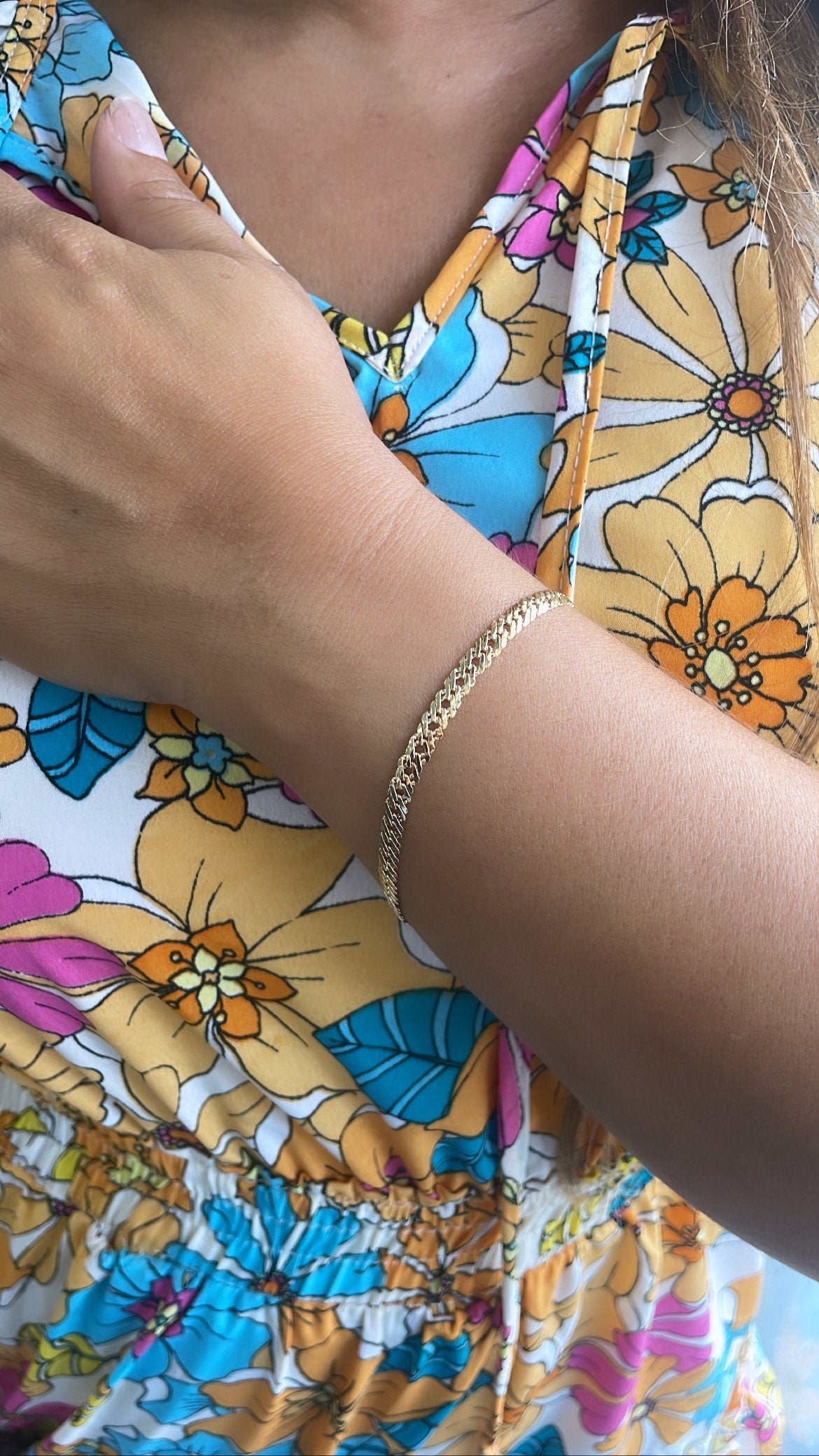 18k Gold Filled 4mm Unisex Smooth Double Cuban Link Bracelet