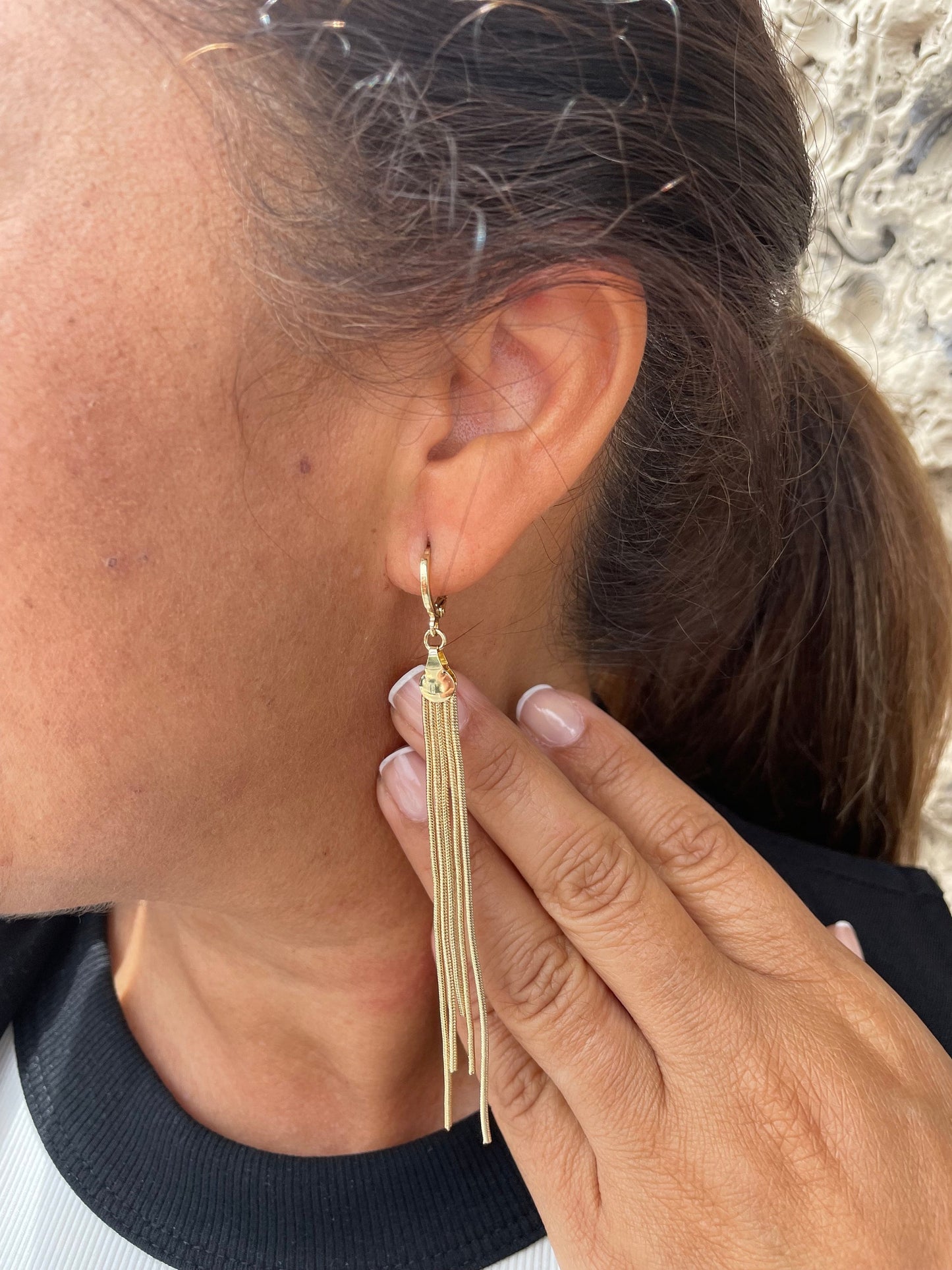 18k Gold Filled Dangling earring with Individual Cable Chain Links