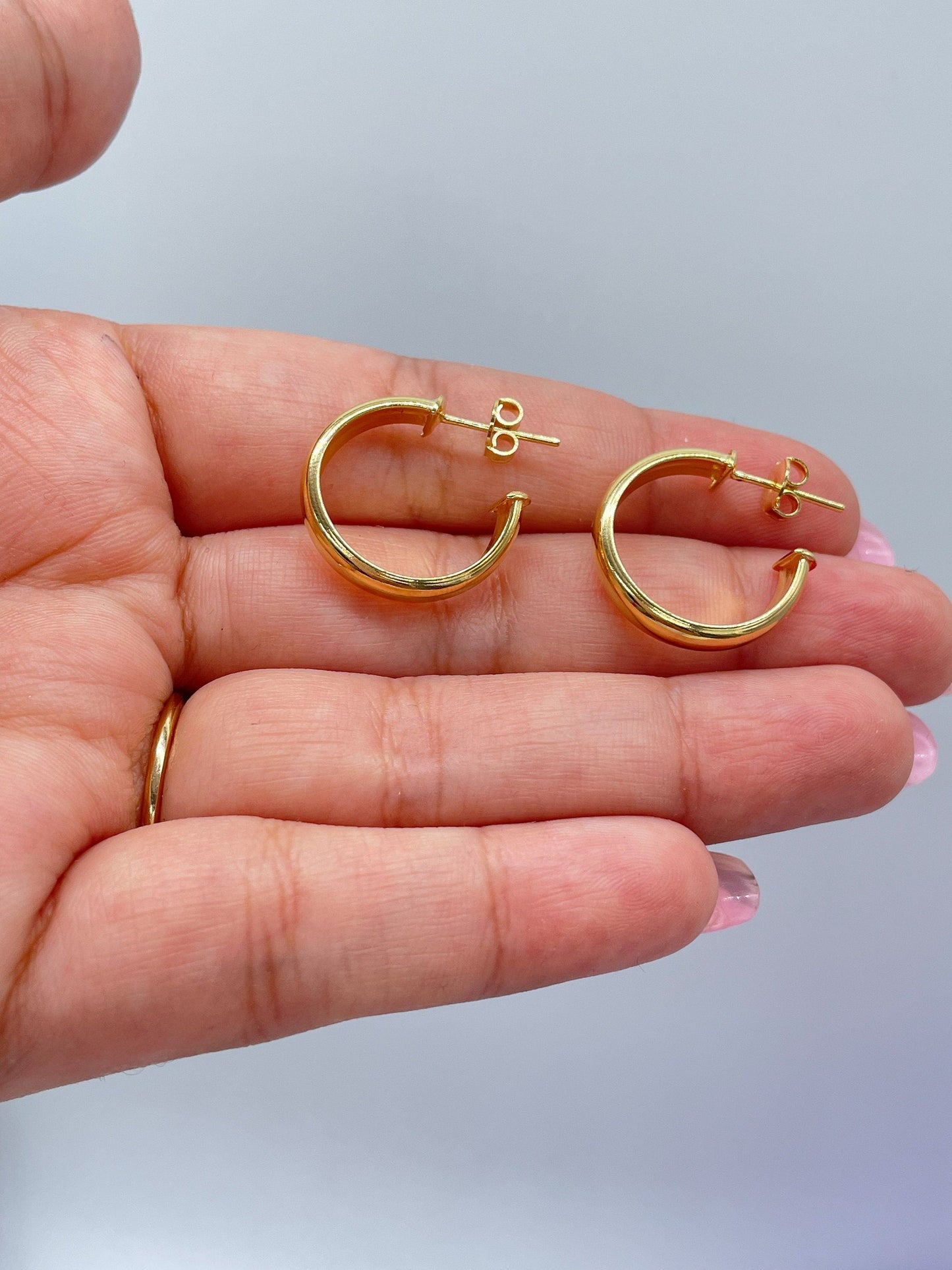 18k Gold Filled Plain Flat Thin Dainty Hoop