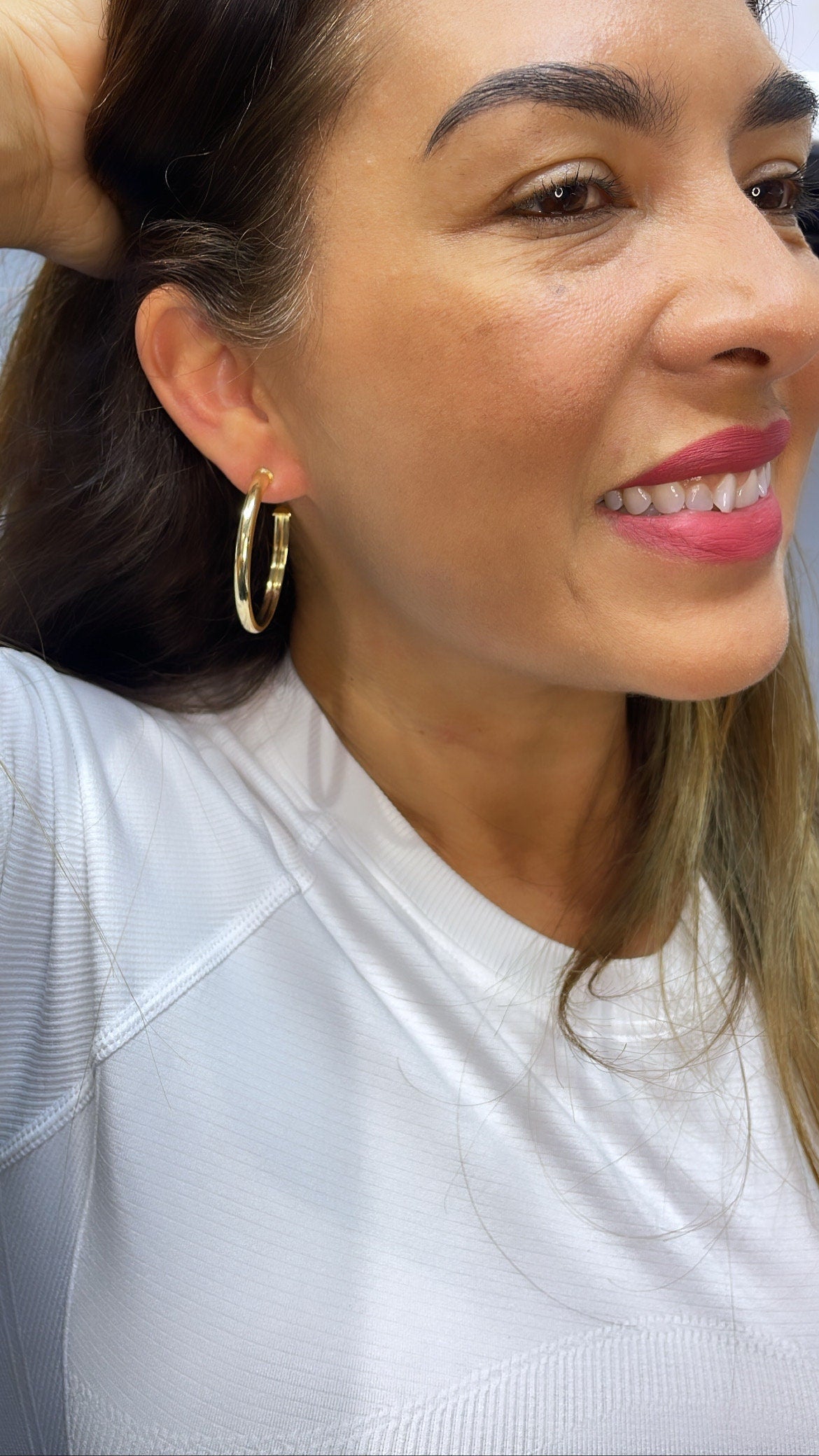 18k Gold Filled Plain Flat Thin Dainty Hoop