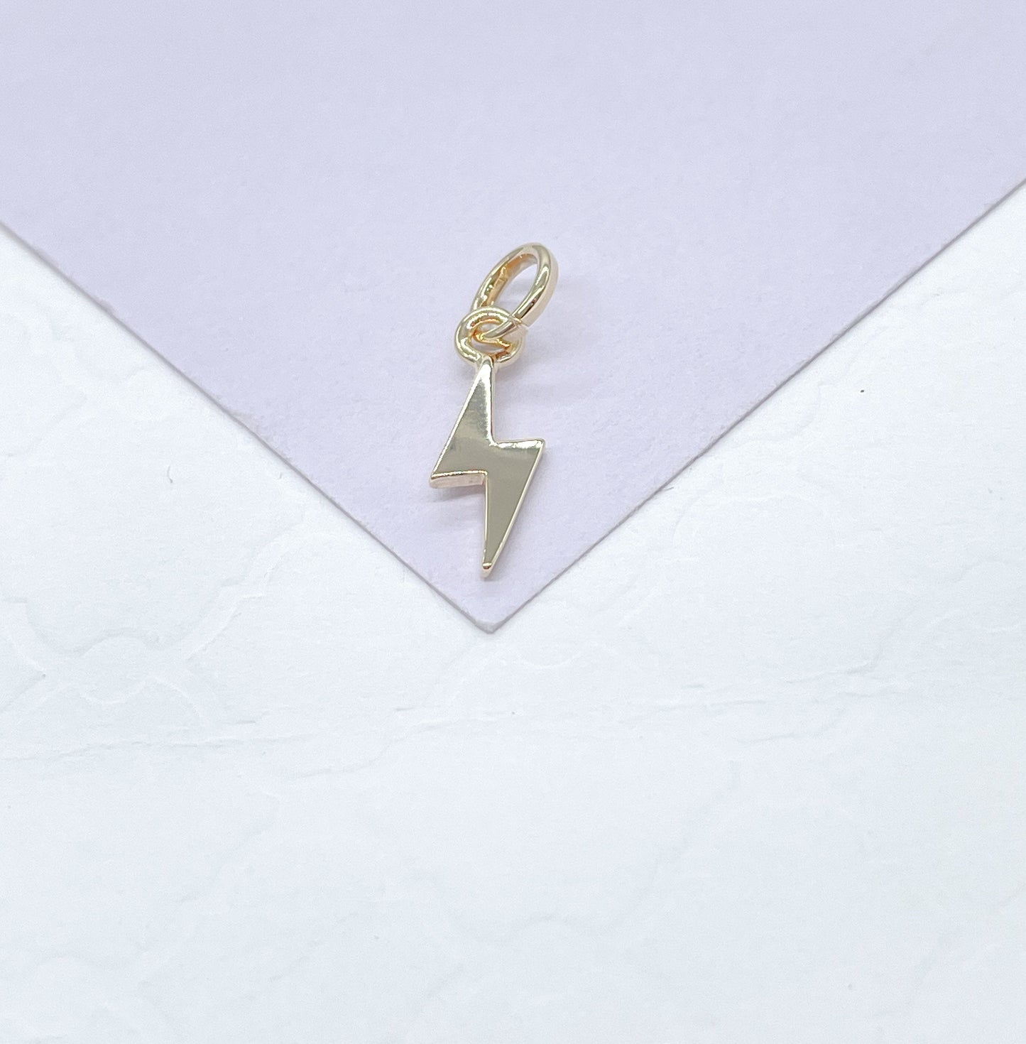18k Gold Filled Plain Dainty Crescent Moon and Lightning Bolt Pendants
