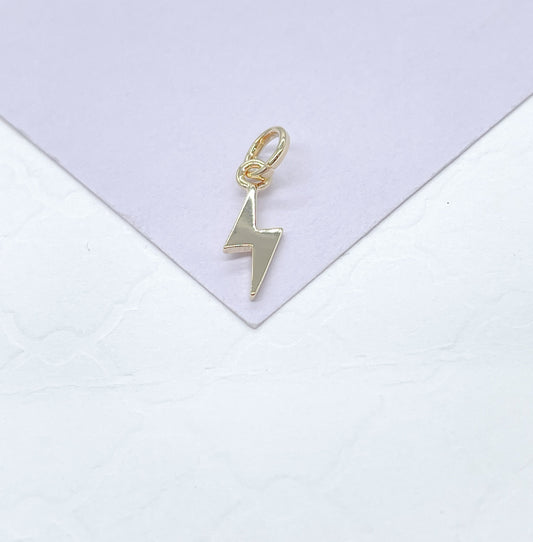 18k Gold Filled Plain Dainty Crescent Moon and Lightning Bolt Pendants
