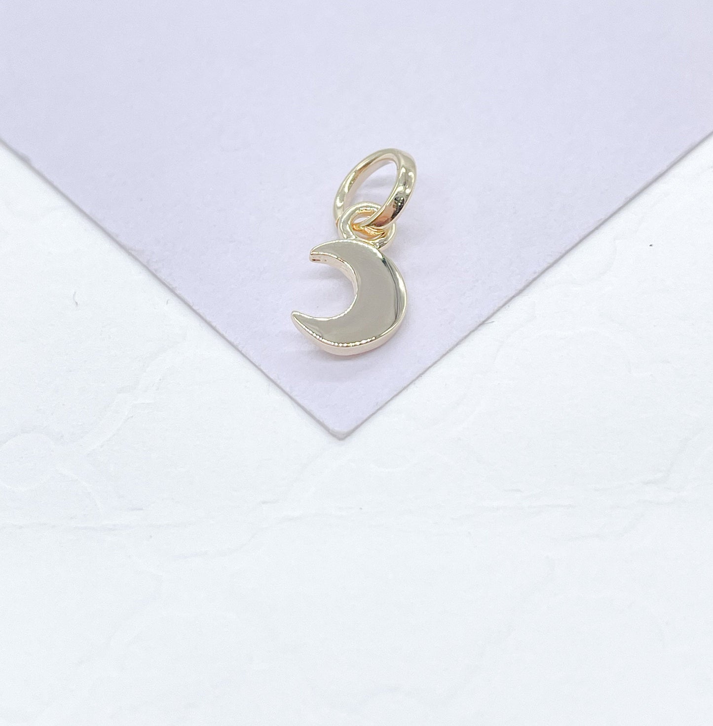 18k Gold Filled Plain Dainty Crescent Moon and Lightning Bolt Pendants