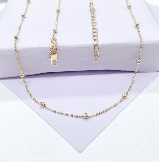 18k Gold Filled Satellite Chain: Dainty Beaded Jewelry, 1mm Thin
