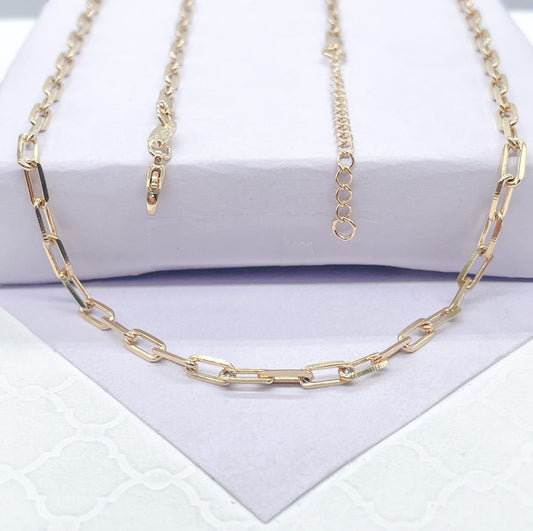 18k Gold Filled 16 Inch, 3mm Thick, Paper Clip Chain Necklace Supplies Creative, Simplistic Piece, Minimalistic Jewlery
