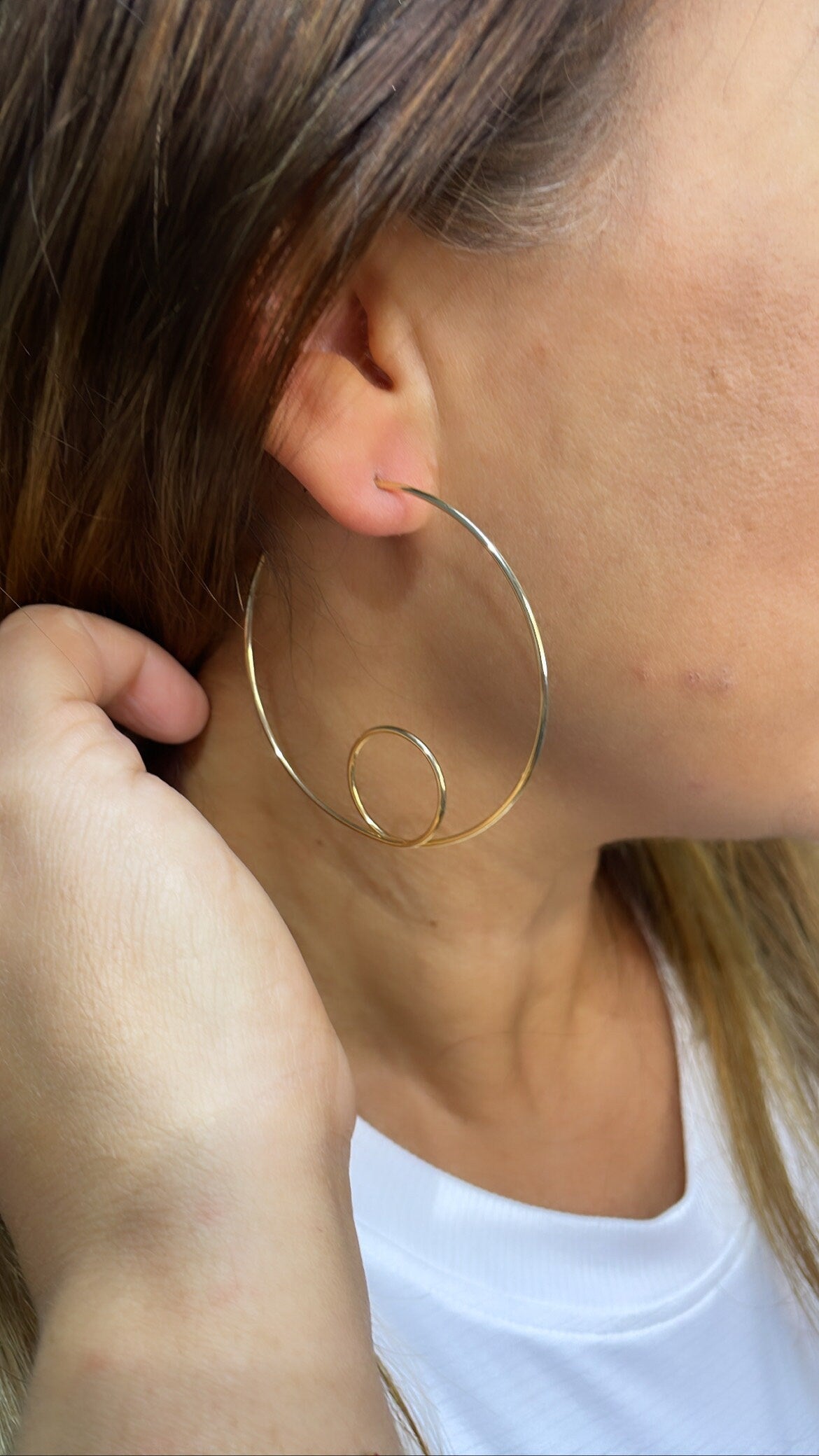 18k Gold Filled Wirework Loop Open Hoops Earrings