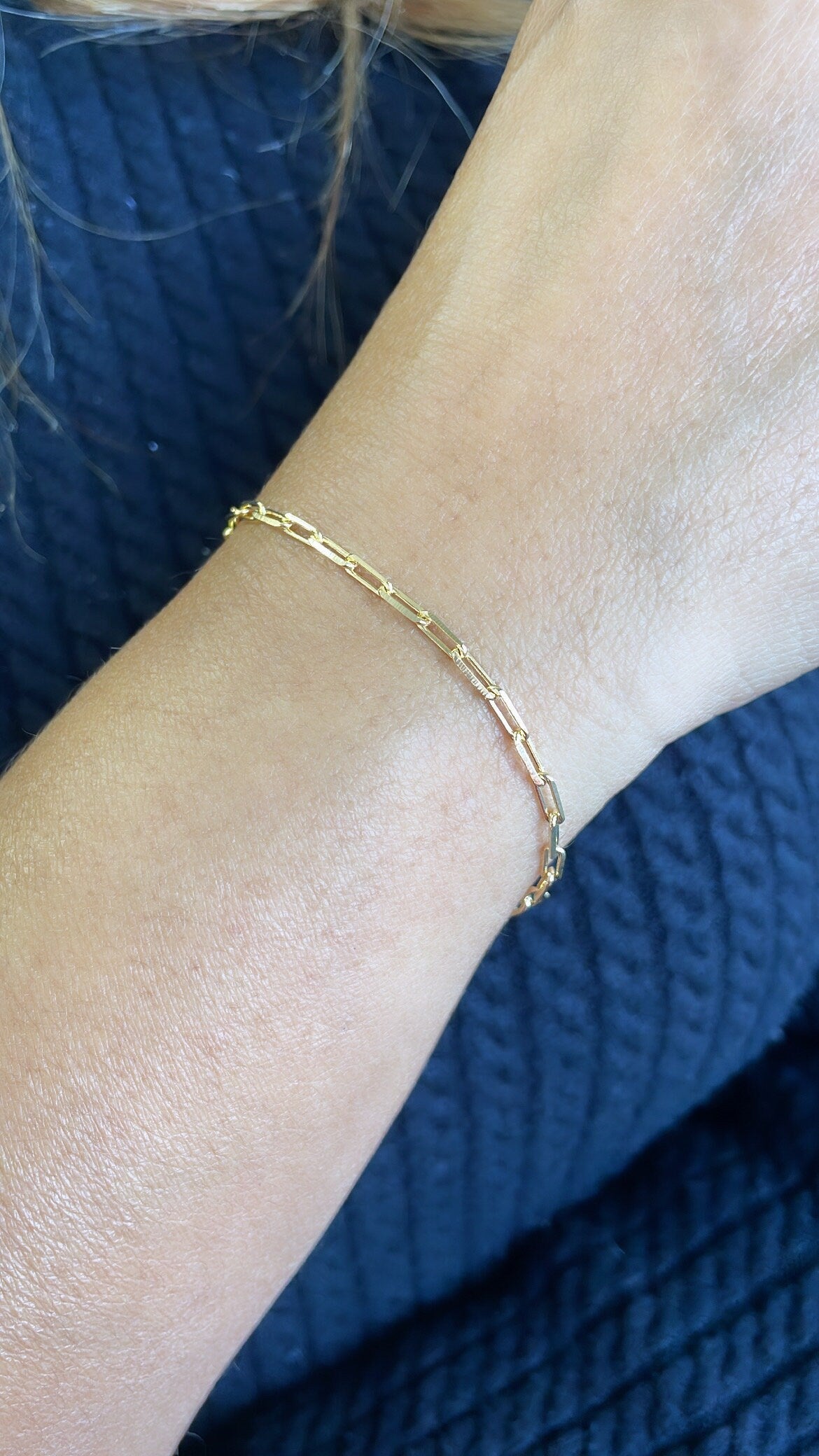 18k Gold Filled Dainty Smooth Paperclip Bracelet Availbe in 3 Sizes
