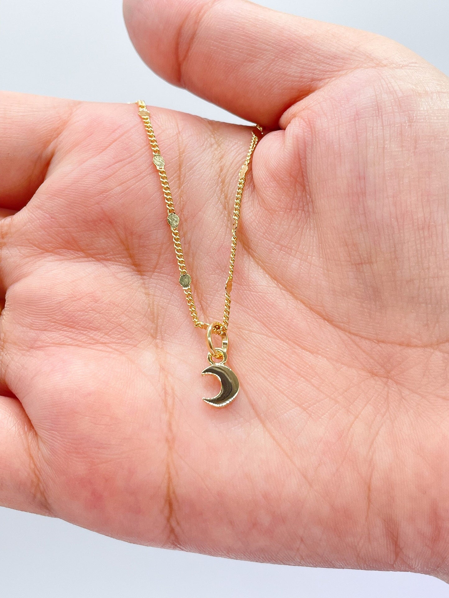 18k Gold Filled Plain Dainty Crescent Moon and Lightning Bolt Pendants
