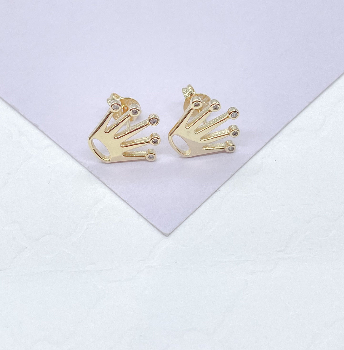 18k Gold Filled Small Dainty Plain Coronet Stud Earring