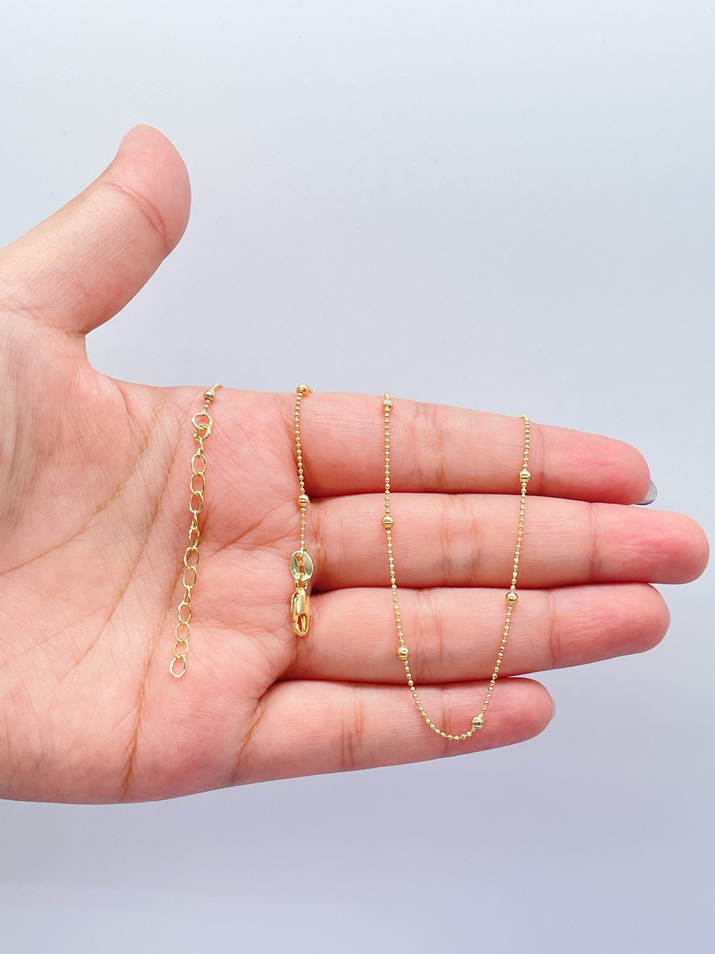 18k Gold Filled Satellite Chain: Dainty Beaded Jewelry, 1mm Thin