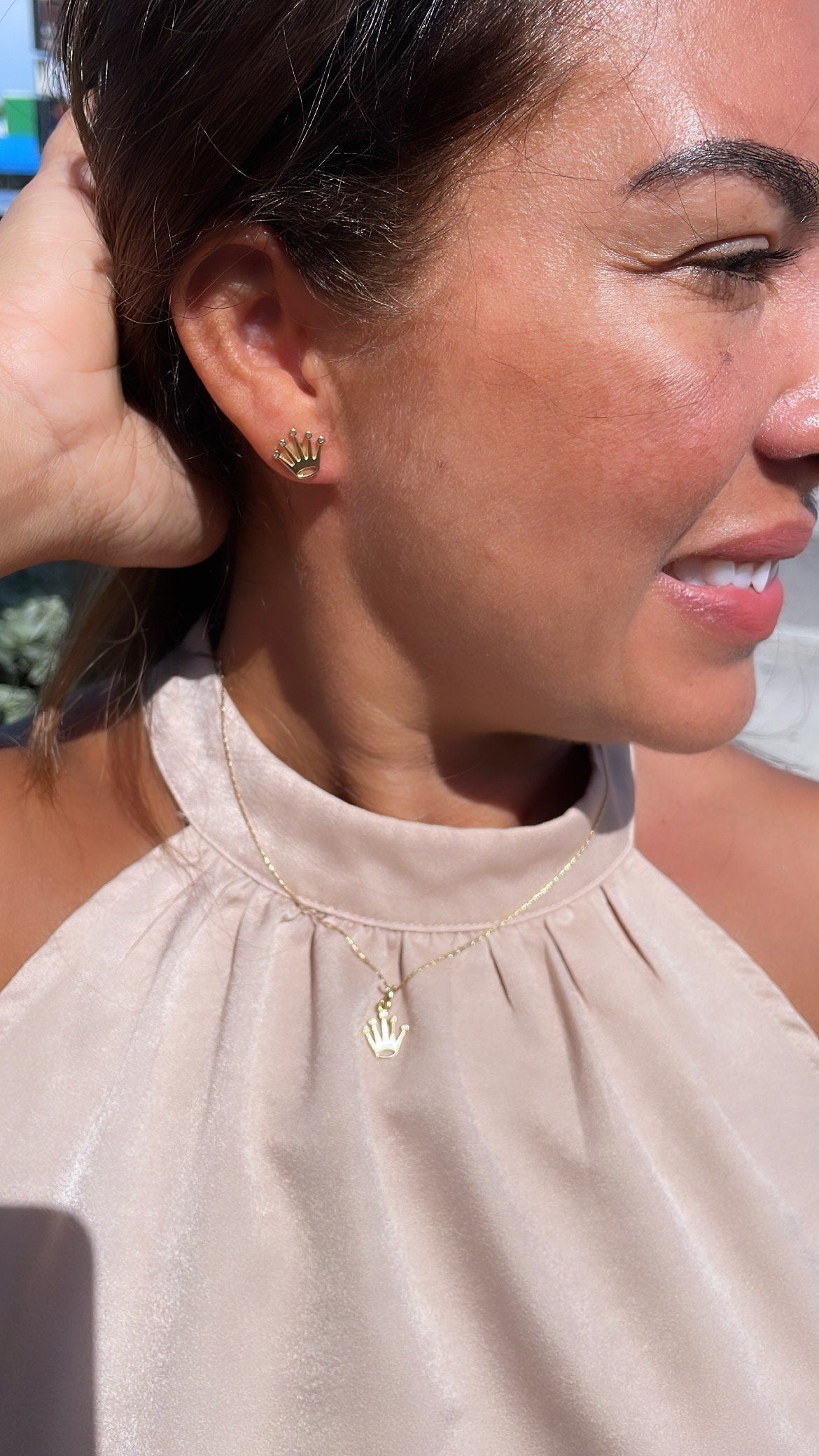 18k Gold Filled Small Dainty Plain Coronet Stud Earring