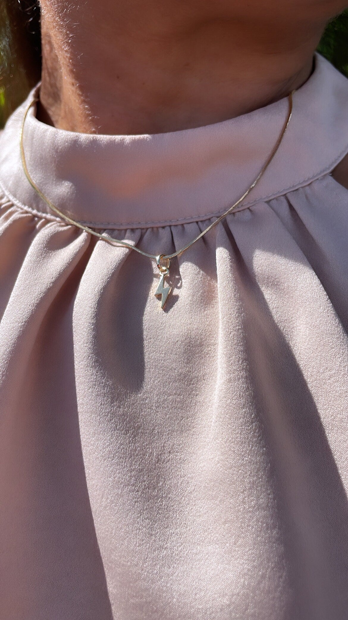 18k Gold Filled Plain Dainty Crescent Moon and Lightning Bolt Pendants