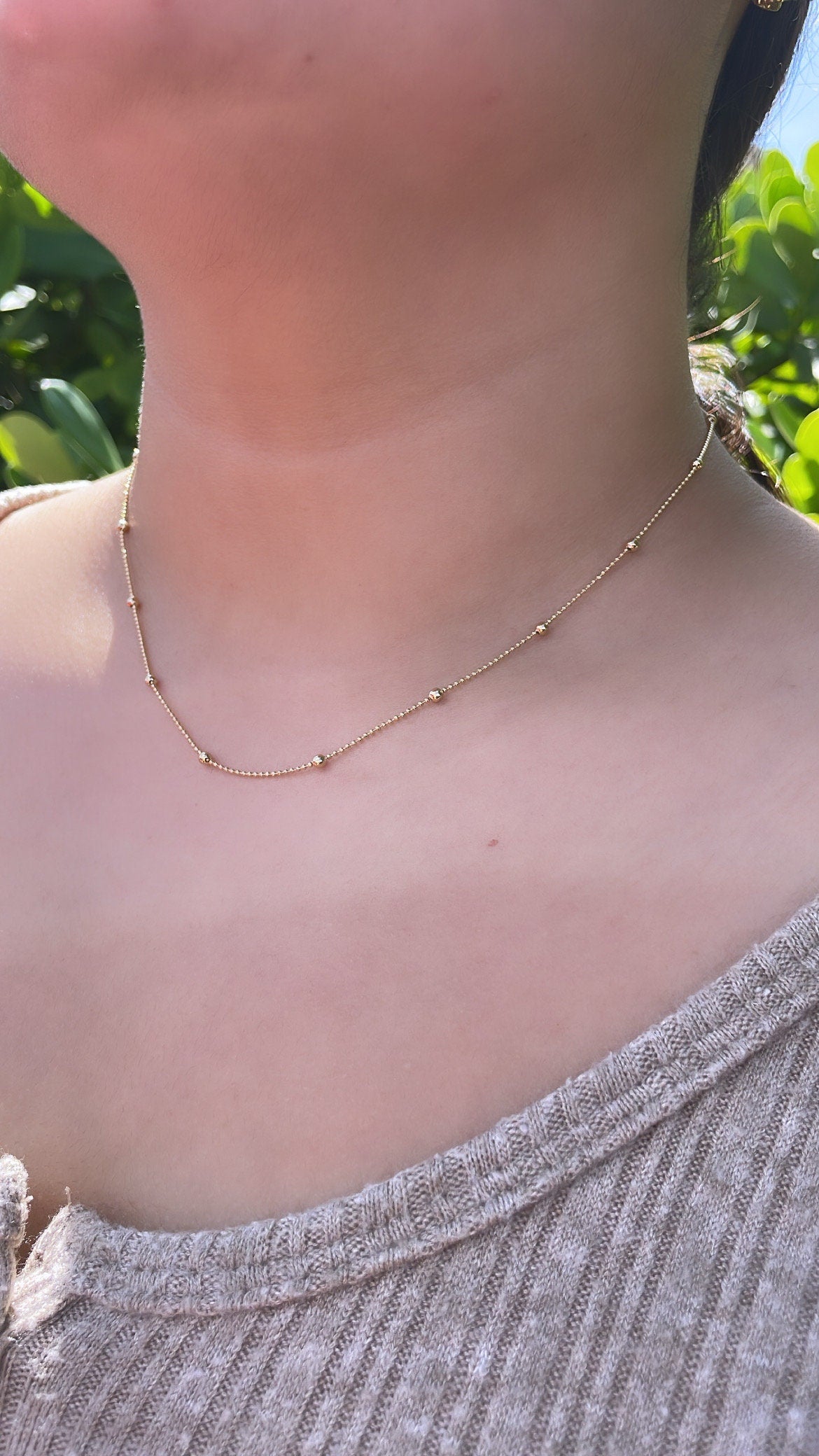 18k Gold Filled Thin 1mm Mini Beaded Satellite Chain, Statment Piece, Gift Ideas, Dainty Jewlery,