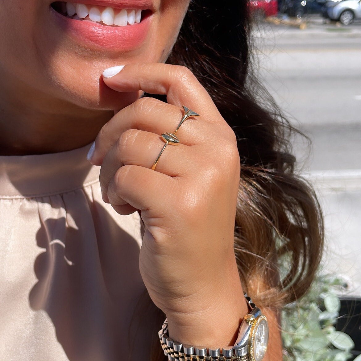 18k Gold Filled Dainty, Conch Shell and Fish Tail Dainty Rings