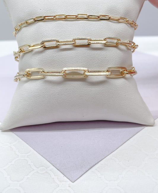 18k Gold Filled Dainty Smooth Paperclip Bracelet Availbe in 3 Sizes