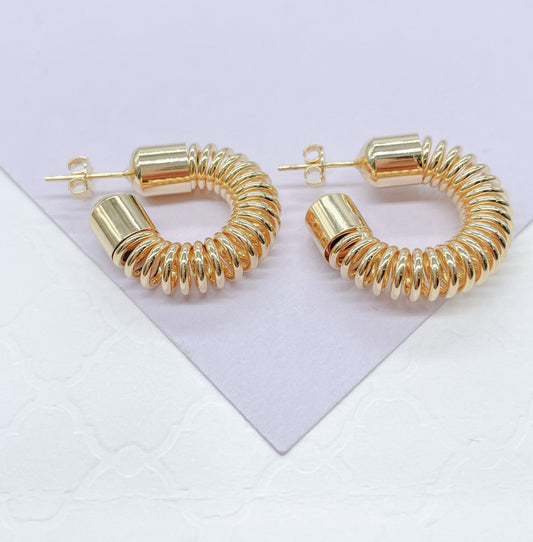 18k Gold Filled Thin Curly Open Hoops