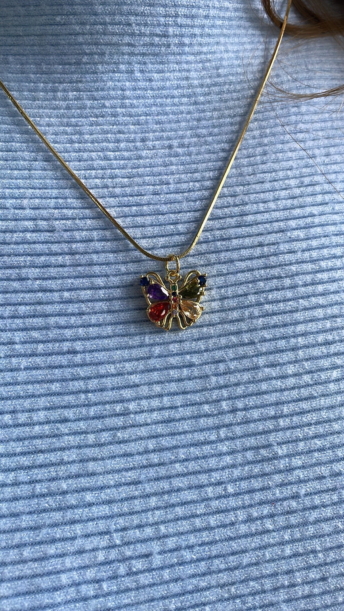 18k Gold Filled Butterfly Pendant: Colorful Marquise Cut Rainbow Jewelry