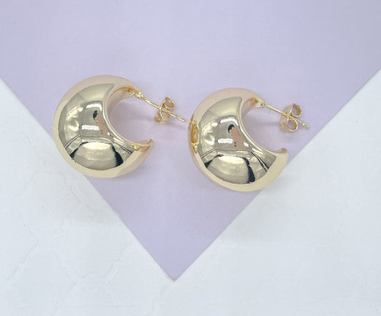 18k Gold Filled Dome Hoop Earrings: Tear Drop Design