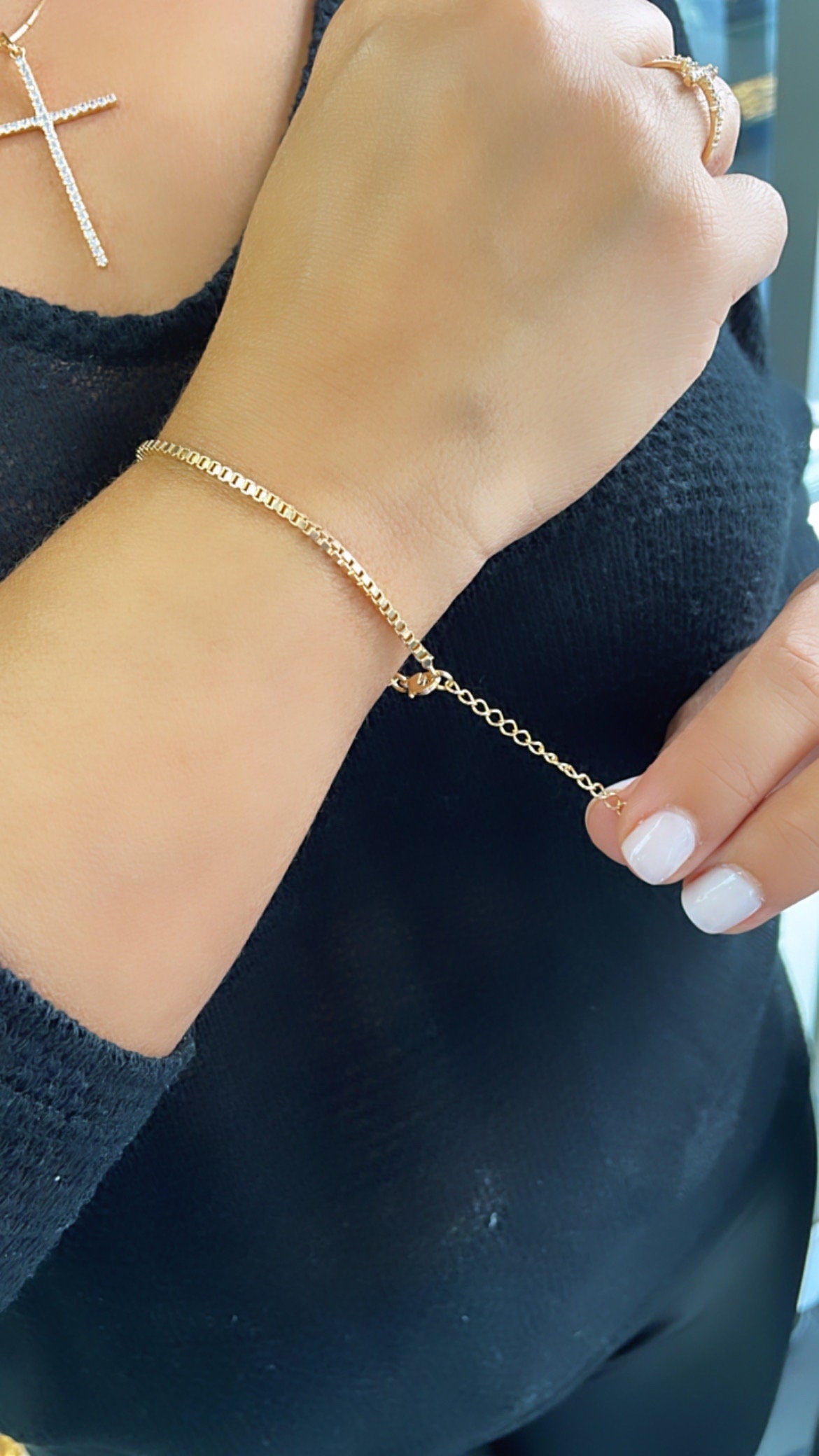 18k Gold Filled 2mm Thick Box Chain Link Bracelet