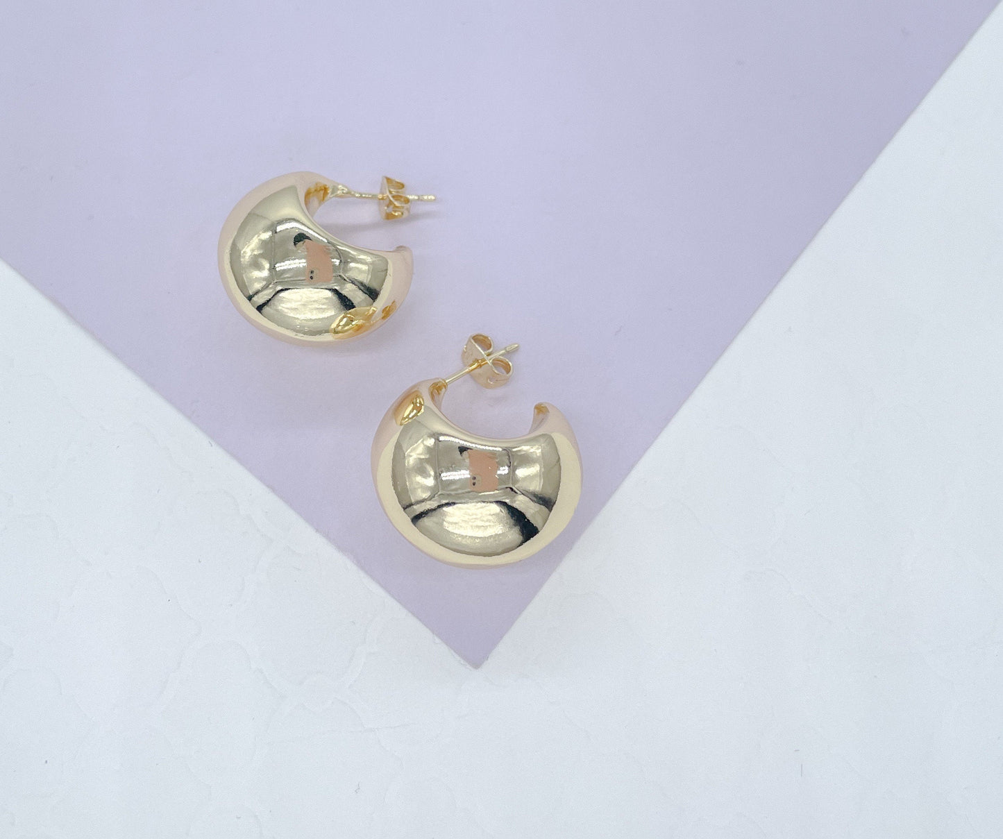 Gorgeous 18k Gold Filled Dome Shaped Tear Drop Hoop Earrning