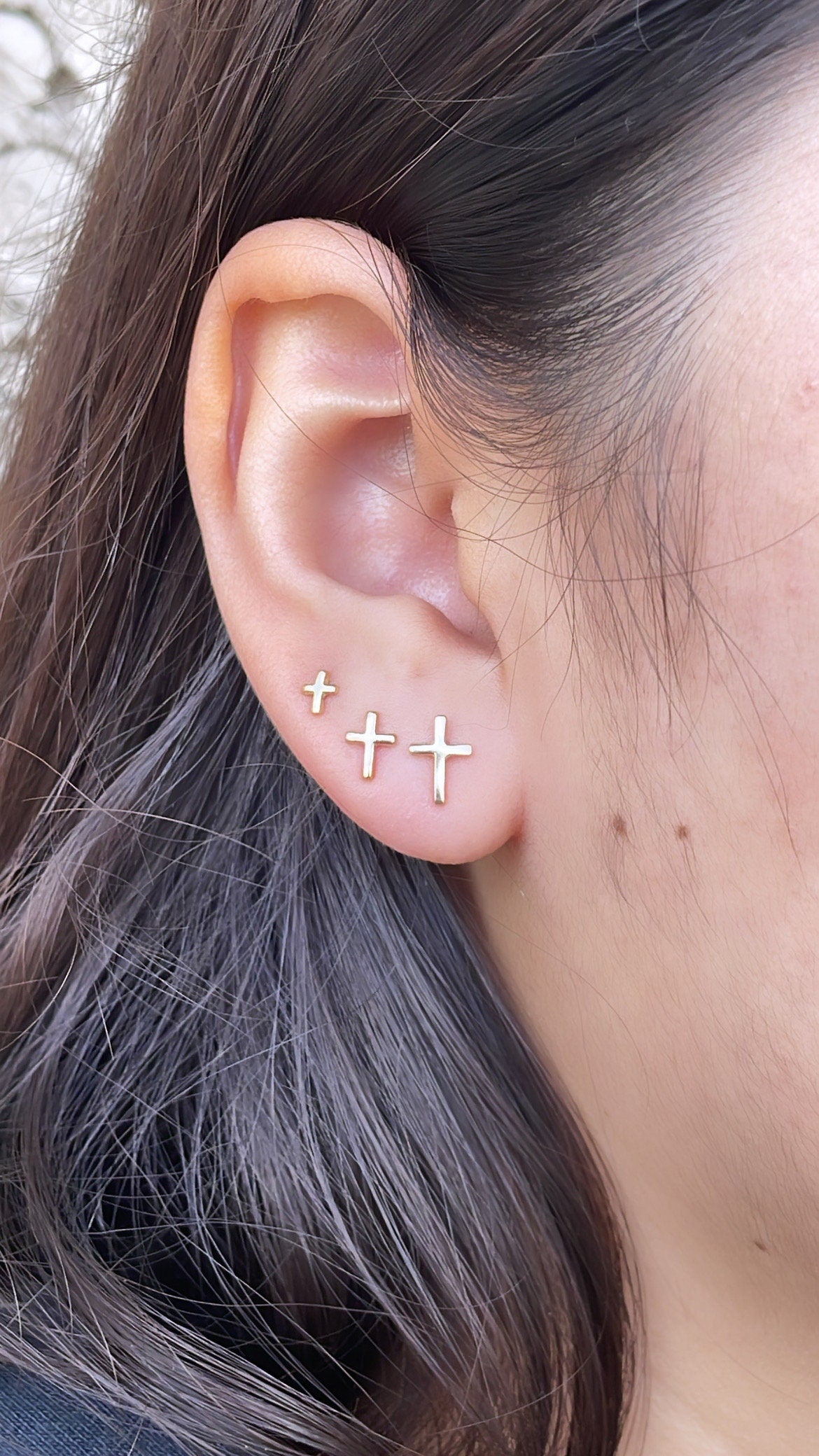 18k Gold Filled Cross Stud Earrings: Dainty Christian Jewelry