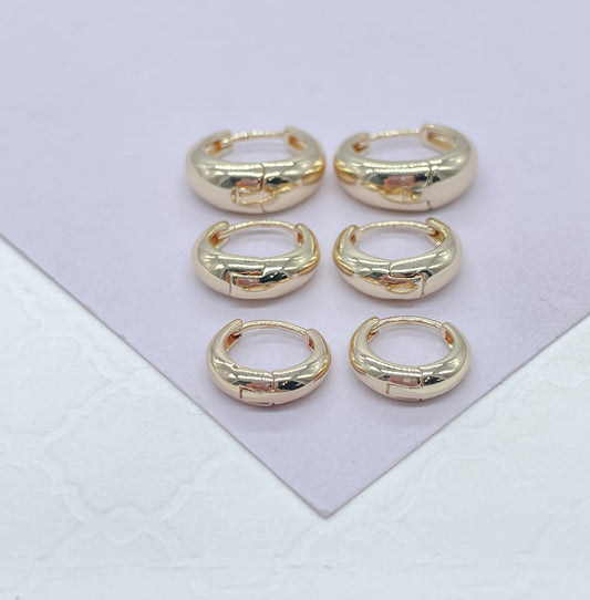 18k Gold Filled Plain Tear Drop Shaped Huggie Hoop Earrings In All Sizes