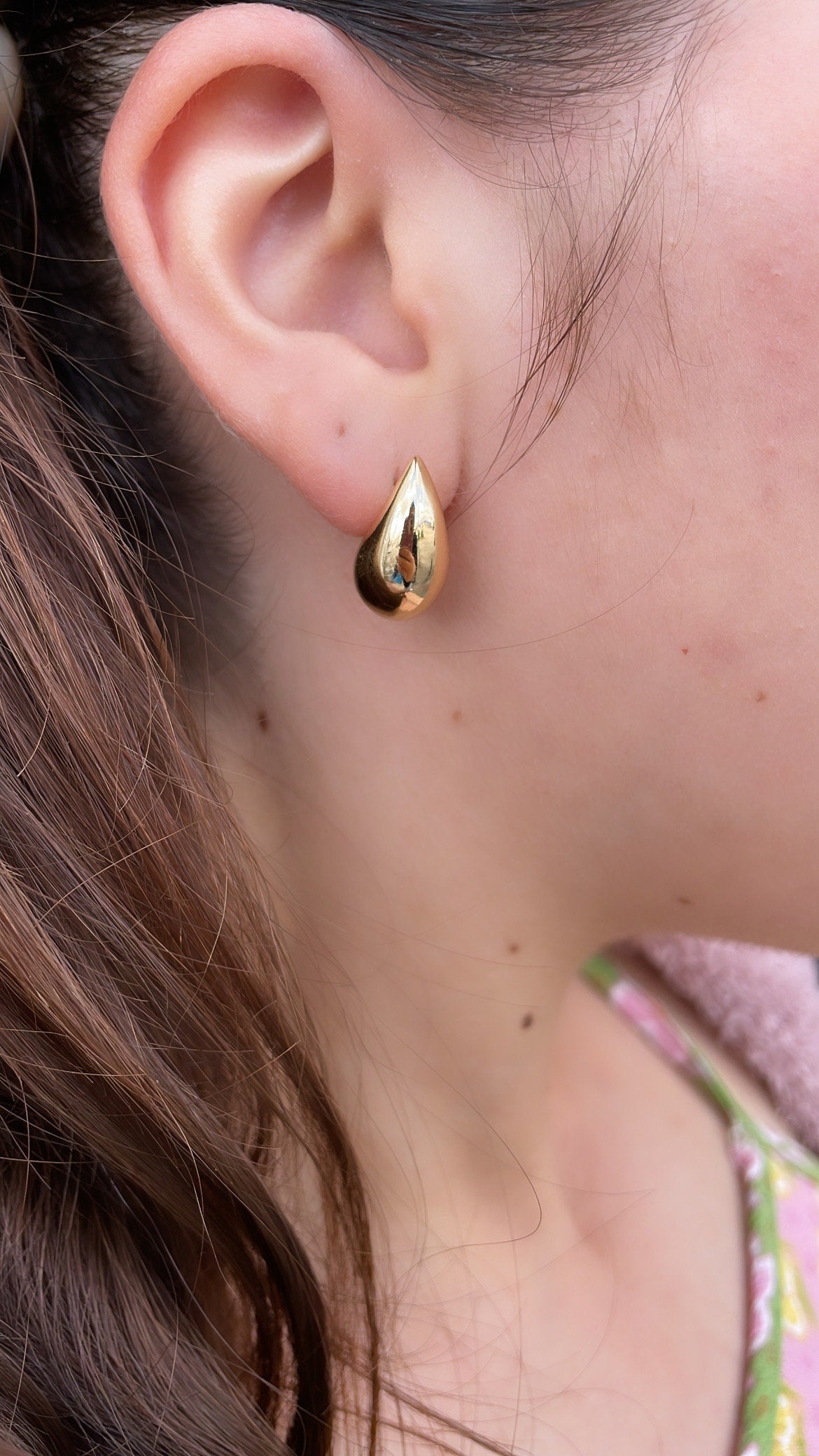 18k Gold Filled Chunky Solid Round Smooth Chunk XL Tear Drop Earring