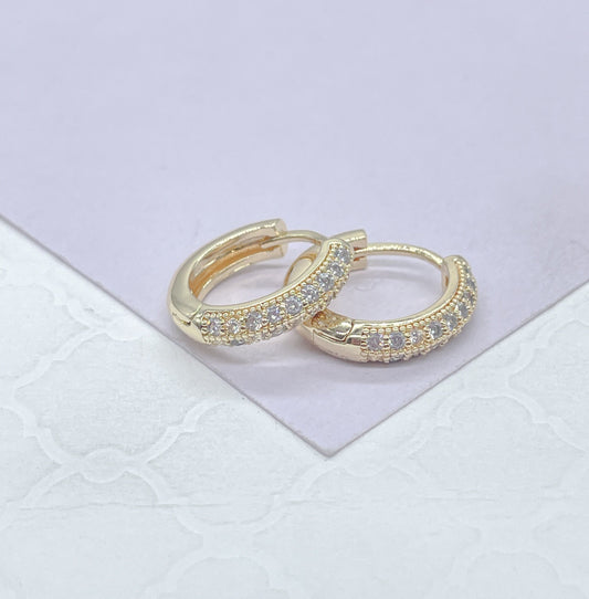 18k Gold Filled Huggie Earrings with Micro CZ
