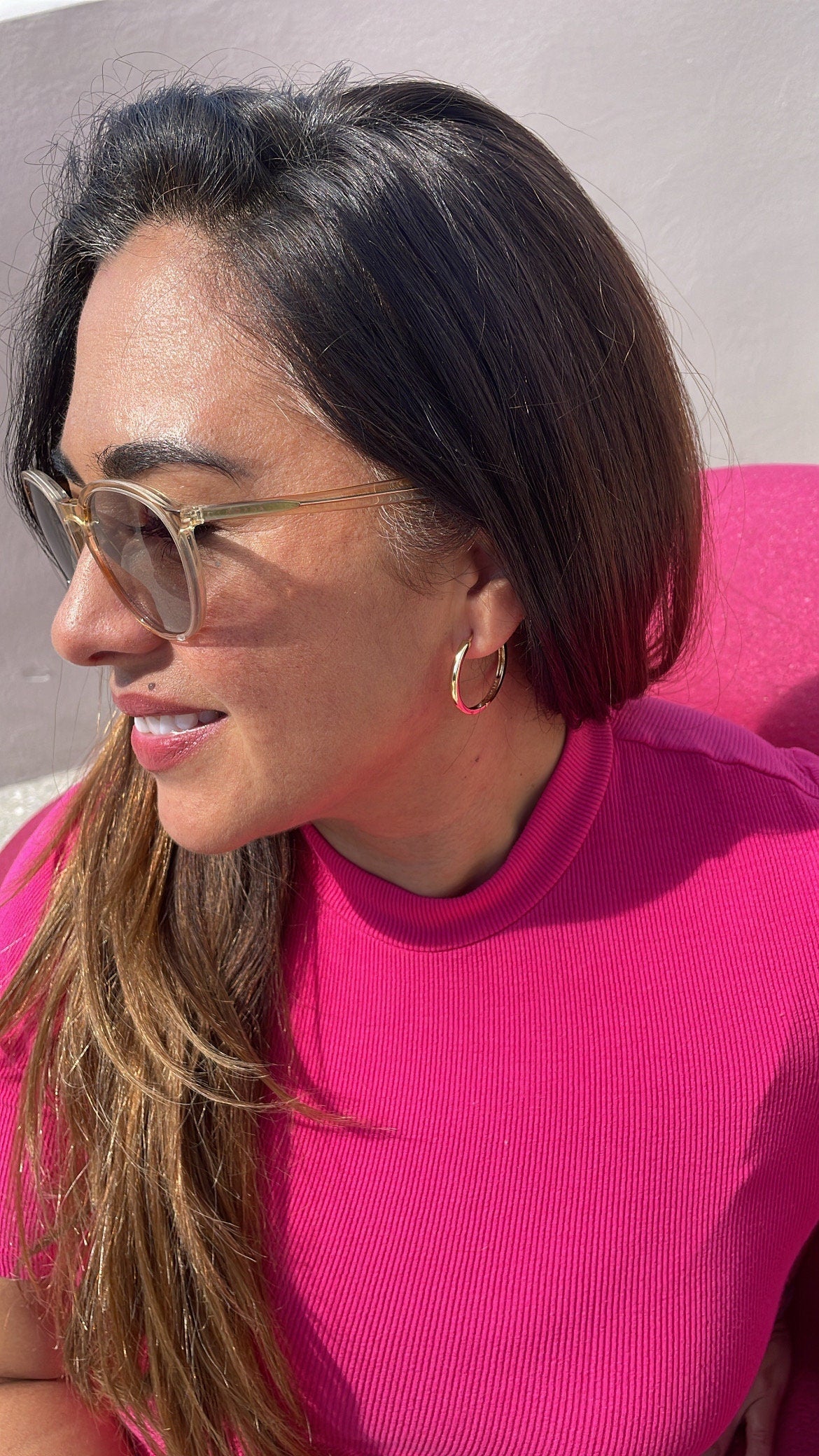 18k Gold Filled Huggie Hoop Earrings: Small Sharp Edged Hoops