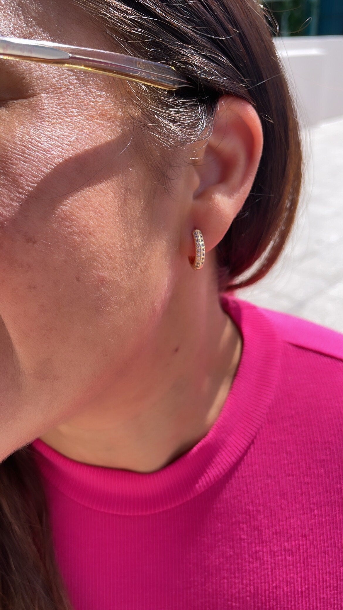 18k Gold Filled Small Huggie with Micro CZ, Gift for Her, Wedding Gift, Dainty Hoops, Dainty Earrings, Kids Earrings,