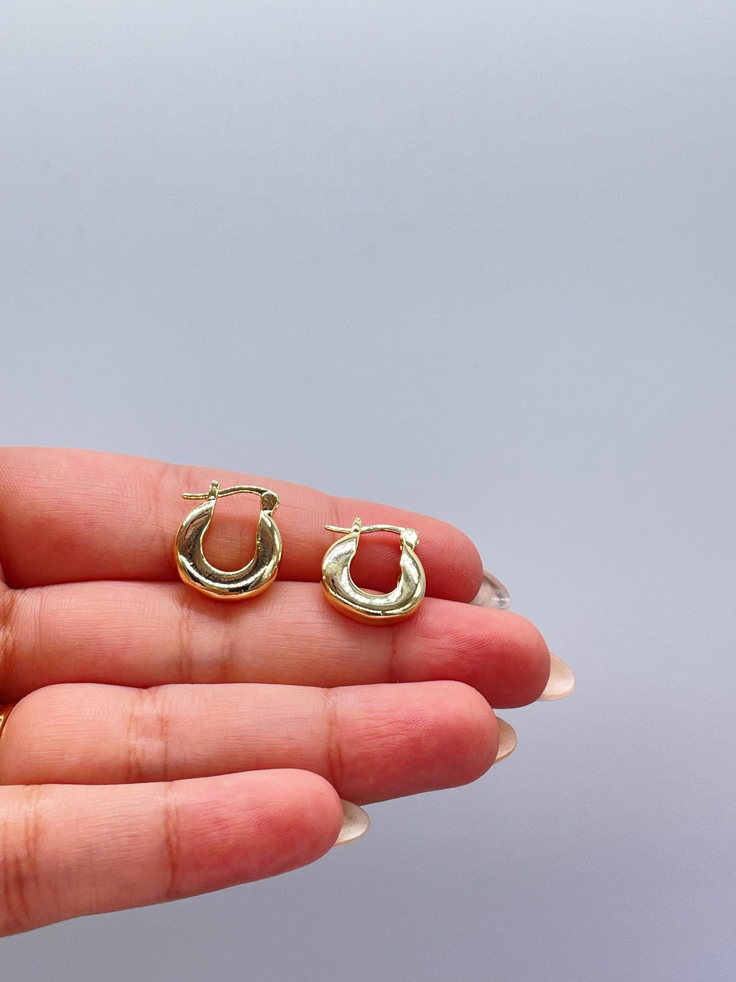 18k Gold Filled Small 15mm Thick Chunky Hoop Earring