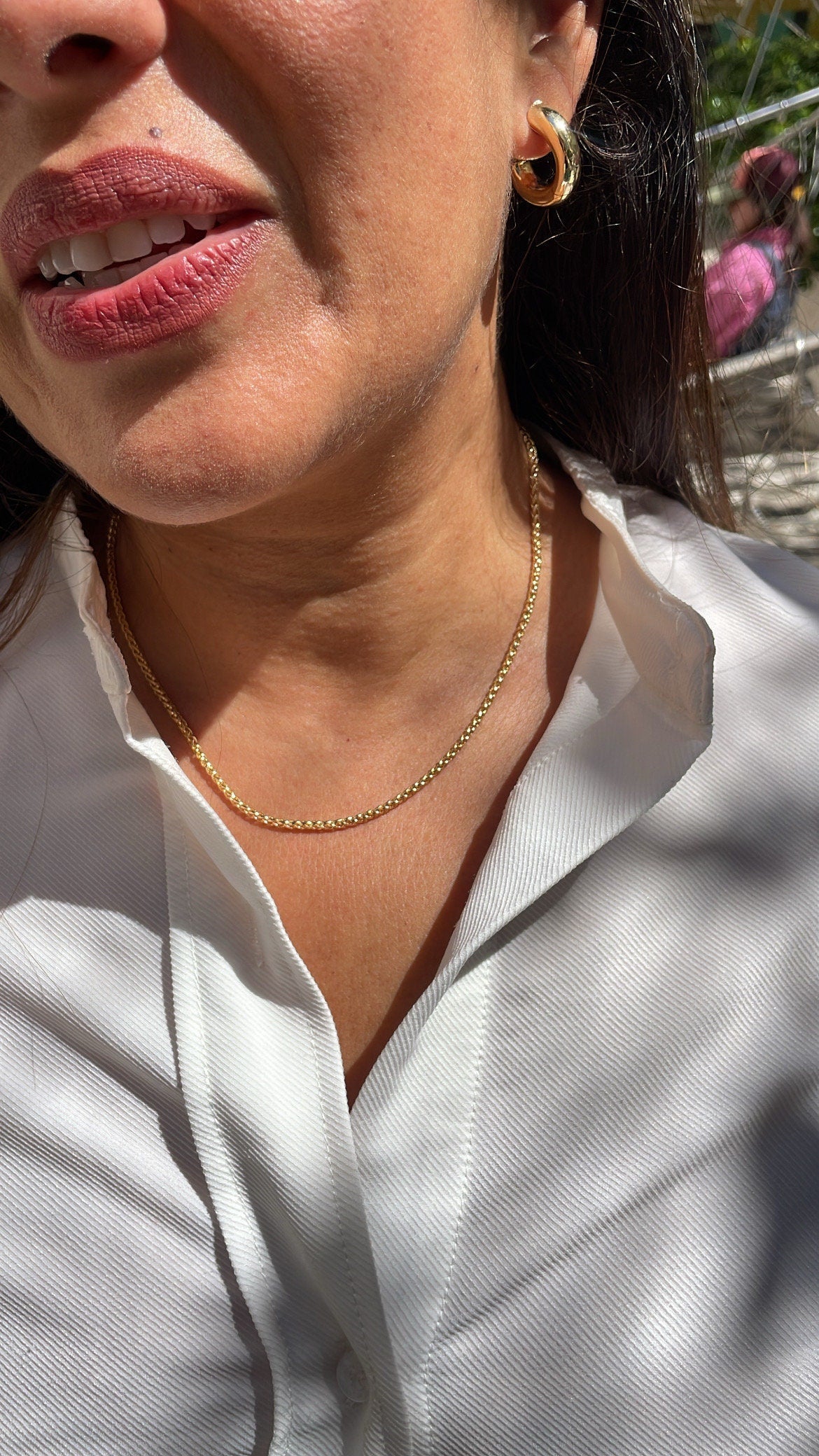 18K Gold Filled 2mm Wheat Link Tube ,Daily Jewlery, Dainty Necklace,