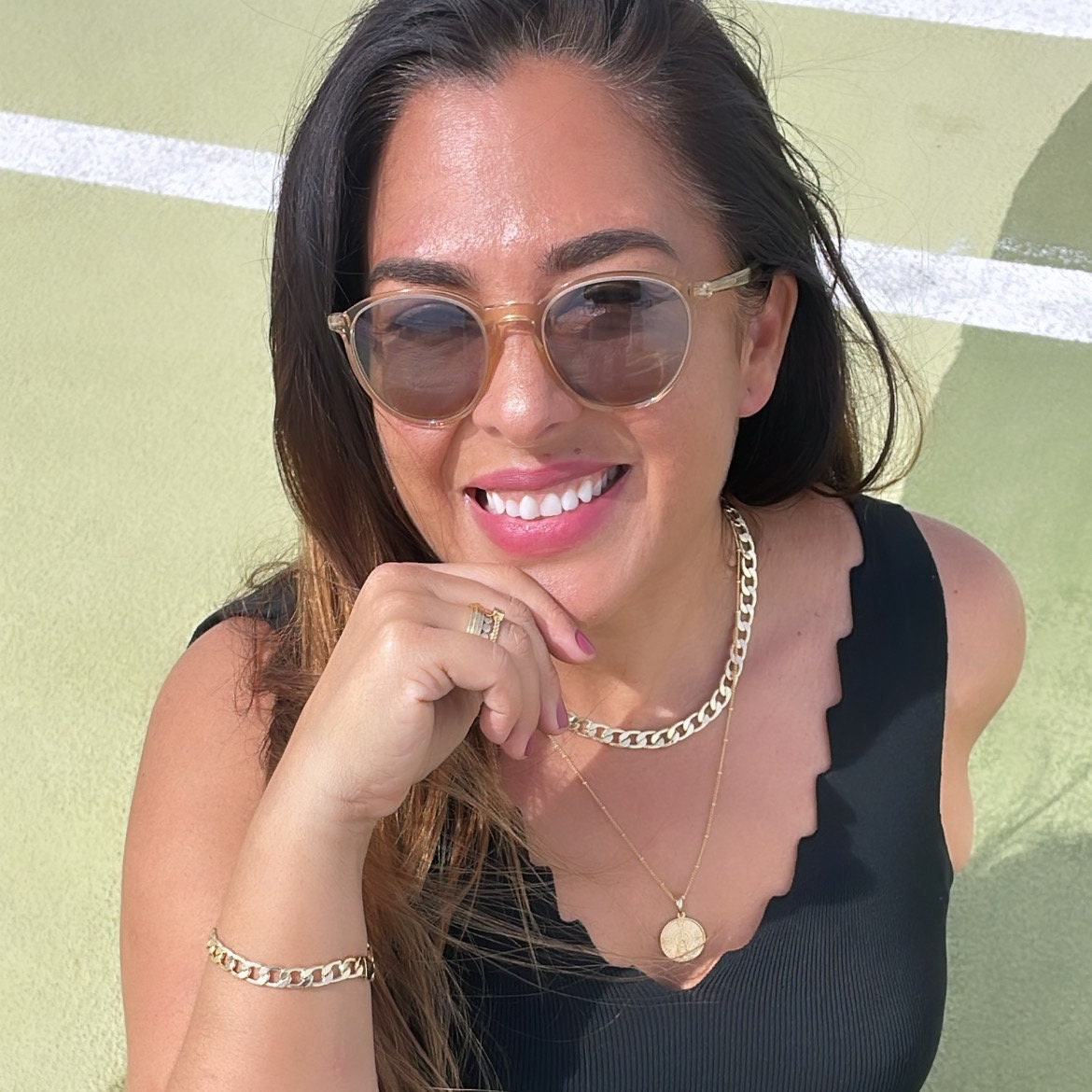 18k Gold Filled Curb Link Chain: Necklace & Bracelet Set