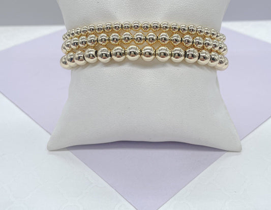 18k Gold Filled Beaded Bracelet: Dainty Elastic Bracelet