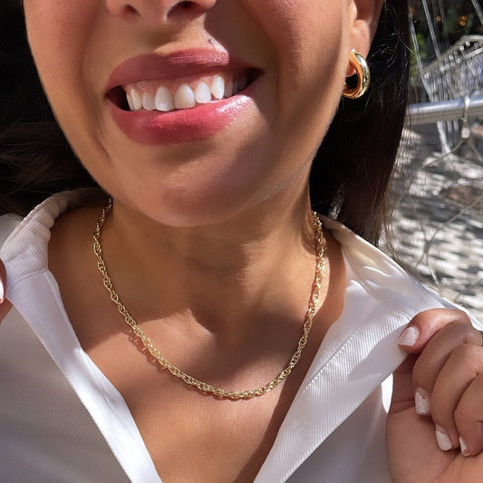 18k Gold Filled Wheat Chain Choker: Dainty Statement Necklace