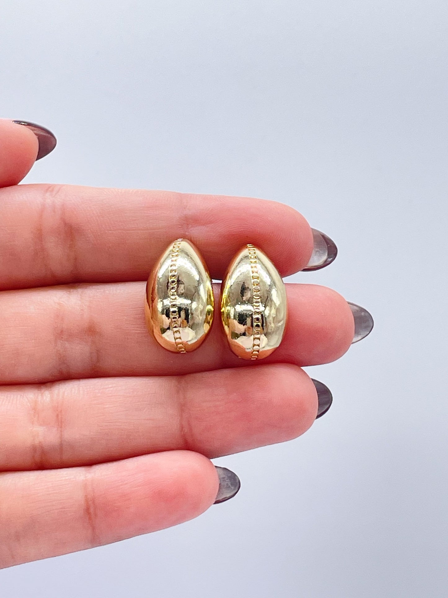 Gorgeous 18k Gold Filled Plain Casted Tear Drop Stud Earrings Dainty Jewelry