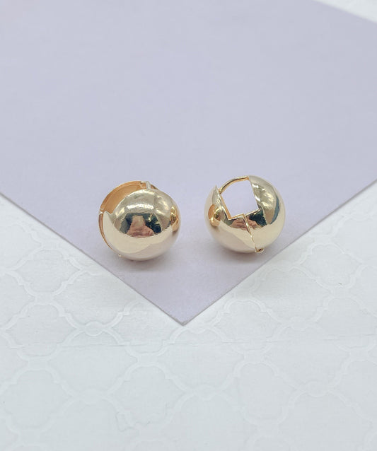18k Gold Filled Sphere Ball Huggie Hoop Earrings, Minimalist Jewlery, Art Nouveau Hoops, Statement Hoops, Plain Hoops