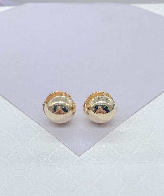 18k Gold Filled Sphere Ball Huggie Hoop Earrings, Minimalist Jewlery, Art Nouveau Hoops, Statement Hoops, Plain Hoops