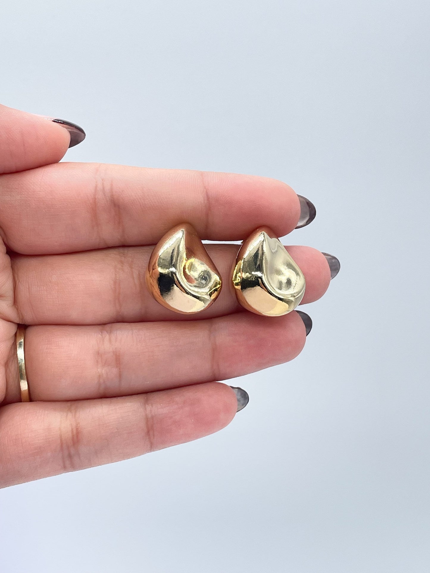 18k Gold Filled Smooth Irregular Stone Shaped Stud Statment Earring, Studs Earring, Unique Earrings