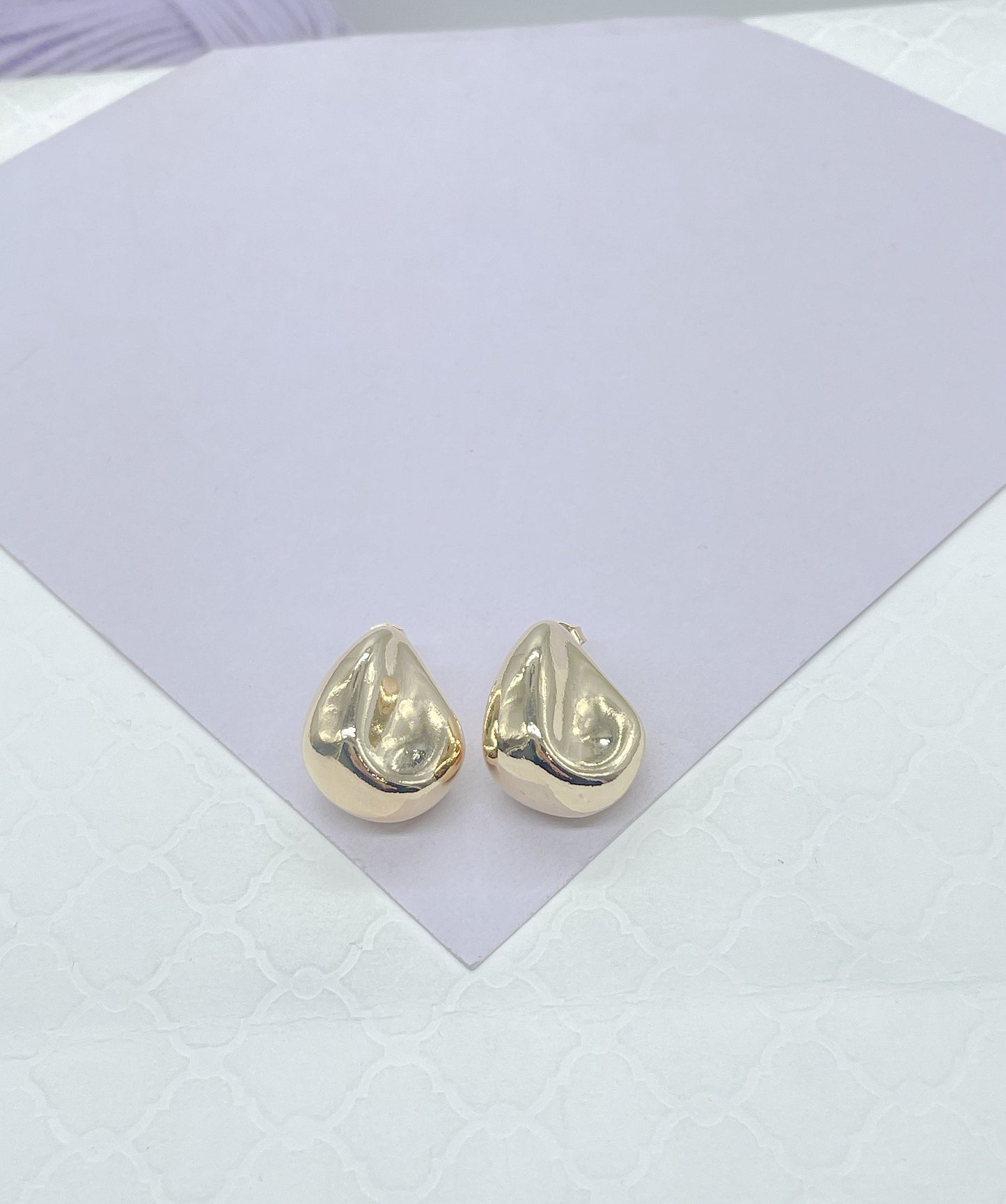 18k Gold Filled Smooth Irregular Stone Shaped Stud Statment Earring, Studs Earring, Unique Earrings