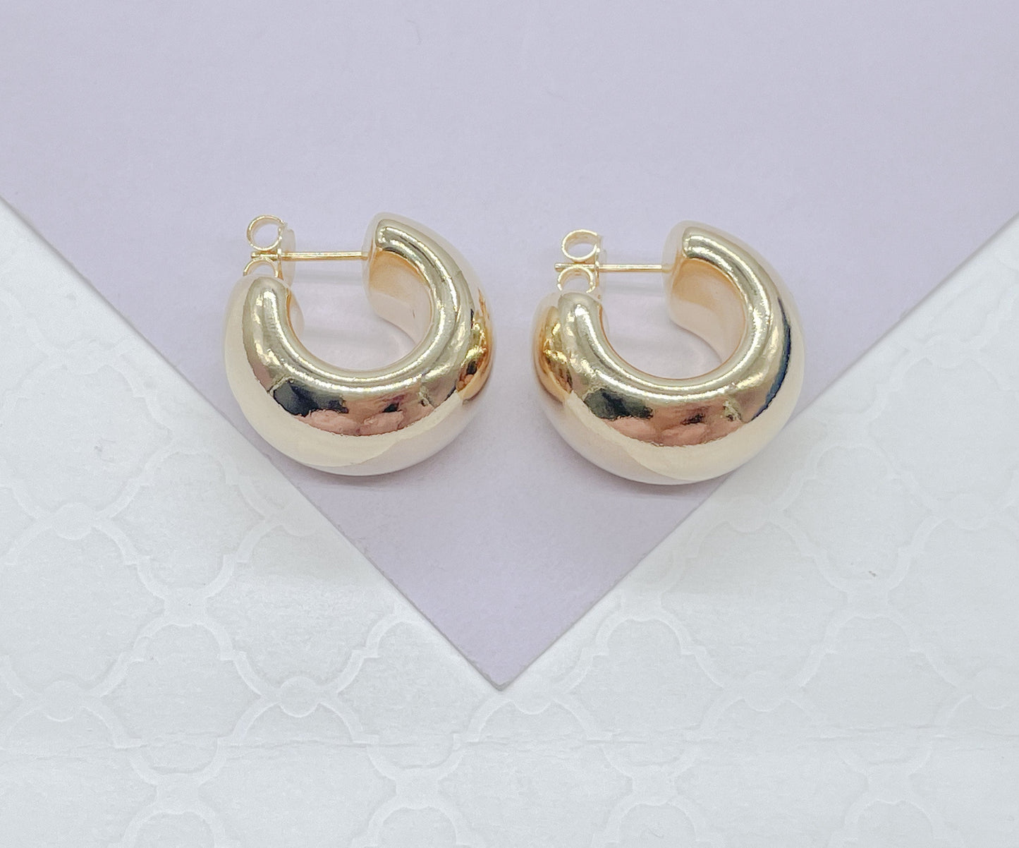 18k Gold Filled XL Wide Yet Flat Open Smooth Hoop Earring, Summer Earrings, Versatile Hoops, Statement Earrings, Art Novau Hoops, Gold Hoops