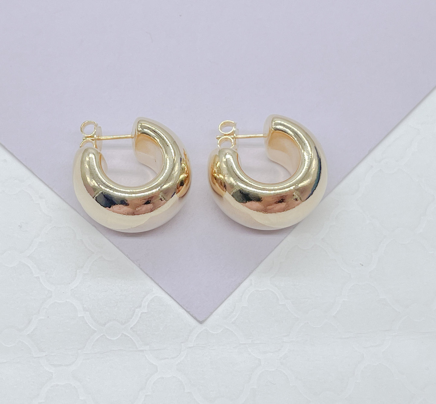 18k Gold Filled XL Wide Yet Flat Open Smooth Hoop Earring, Summer Earrings, Versatile Hoops, Statement Earrings, Art Novau Hoops, Gold Hoops