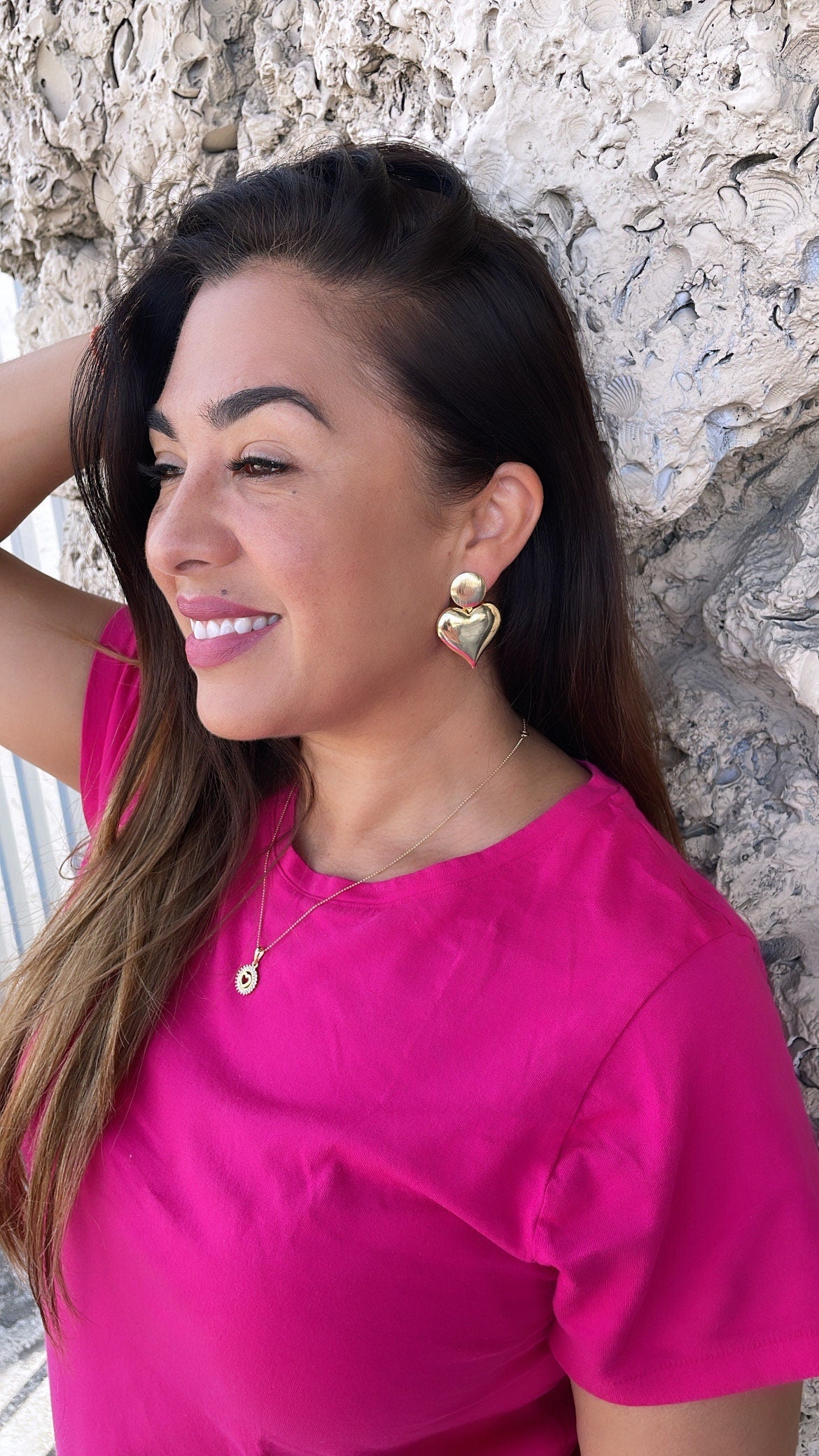 18k Gold Filled Puffy Heart Dangle Earrings: Statement Jewelry