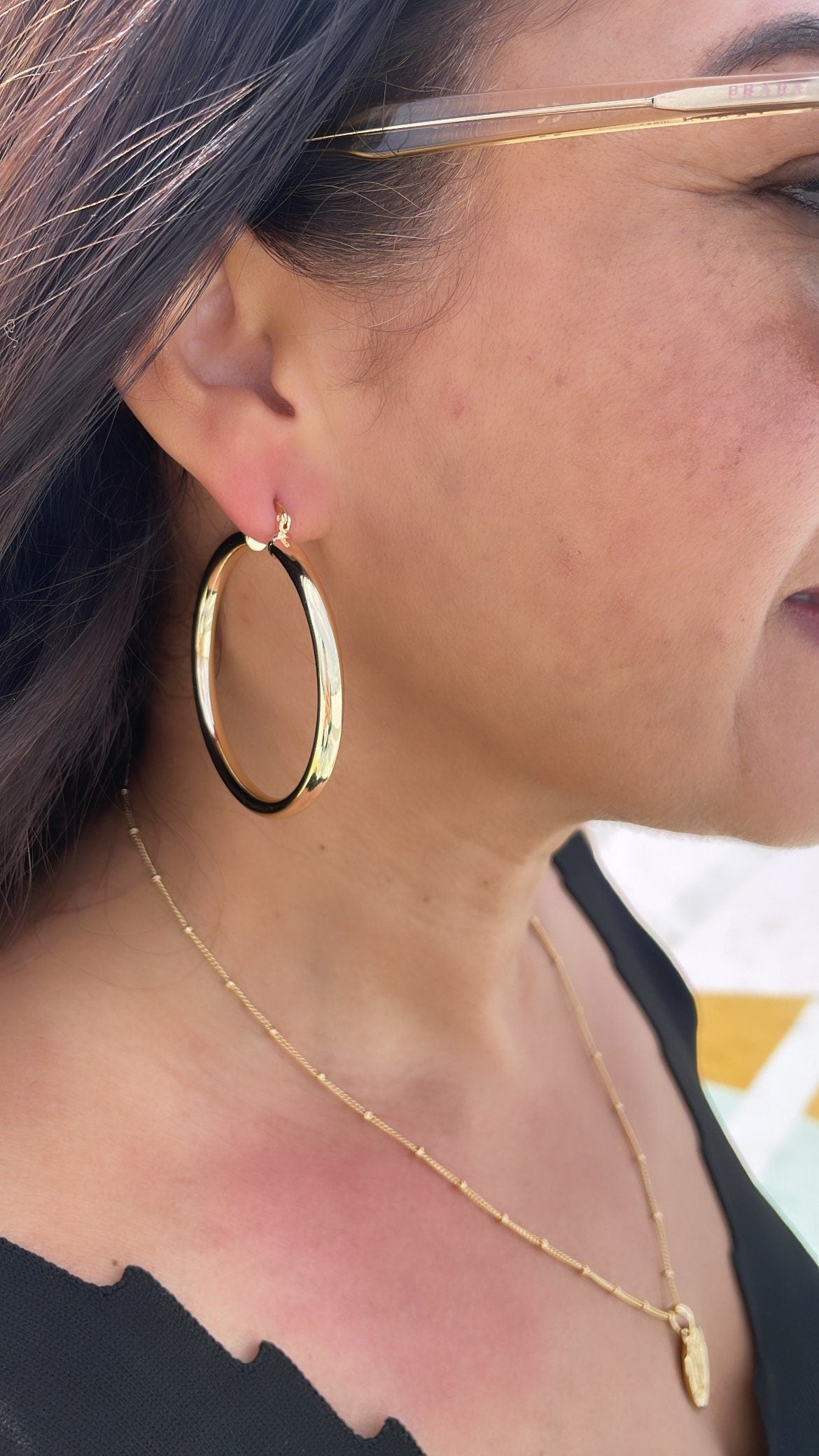 18k Gold Filled 4mm Thick Plain Smooth Classic Hoop Earrings