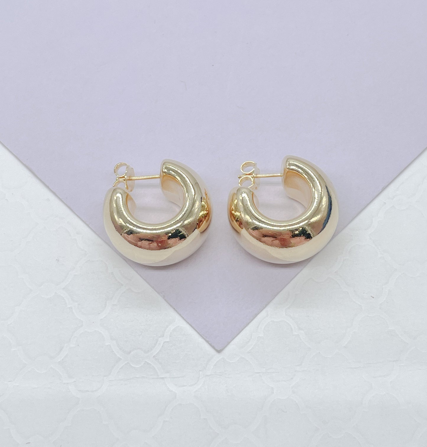 18k Gold Filled XL Wide Yet Flat Open Smooth Hoop Earring, Summer Earrings, Versatile Hoops, Statement Earrings, Art Novau Hoops, Gold Hoops