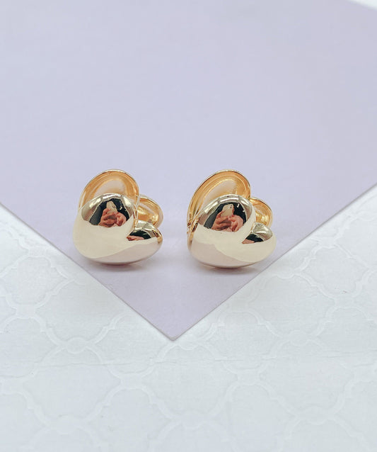 18k Gold Filled Puffy Giant Heart Huggie Earring, Heart Earrings, Puffy Huggies, Gifts for her, Heart Hoops, Minimalist Hoops
