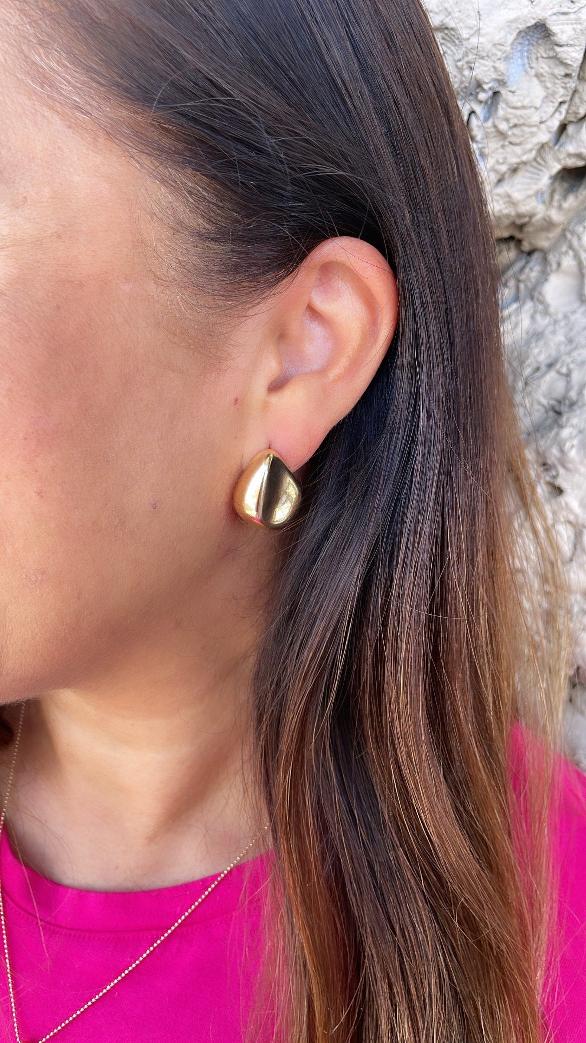 18k Gold Filled Smooth Irregular Stone Shaped Stud Statment Earring, Studs Earring, Unique Earrings