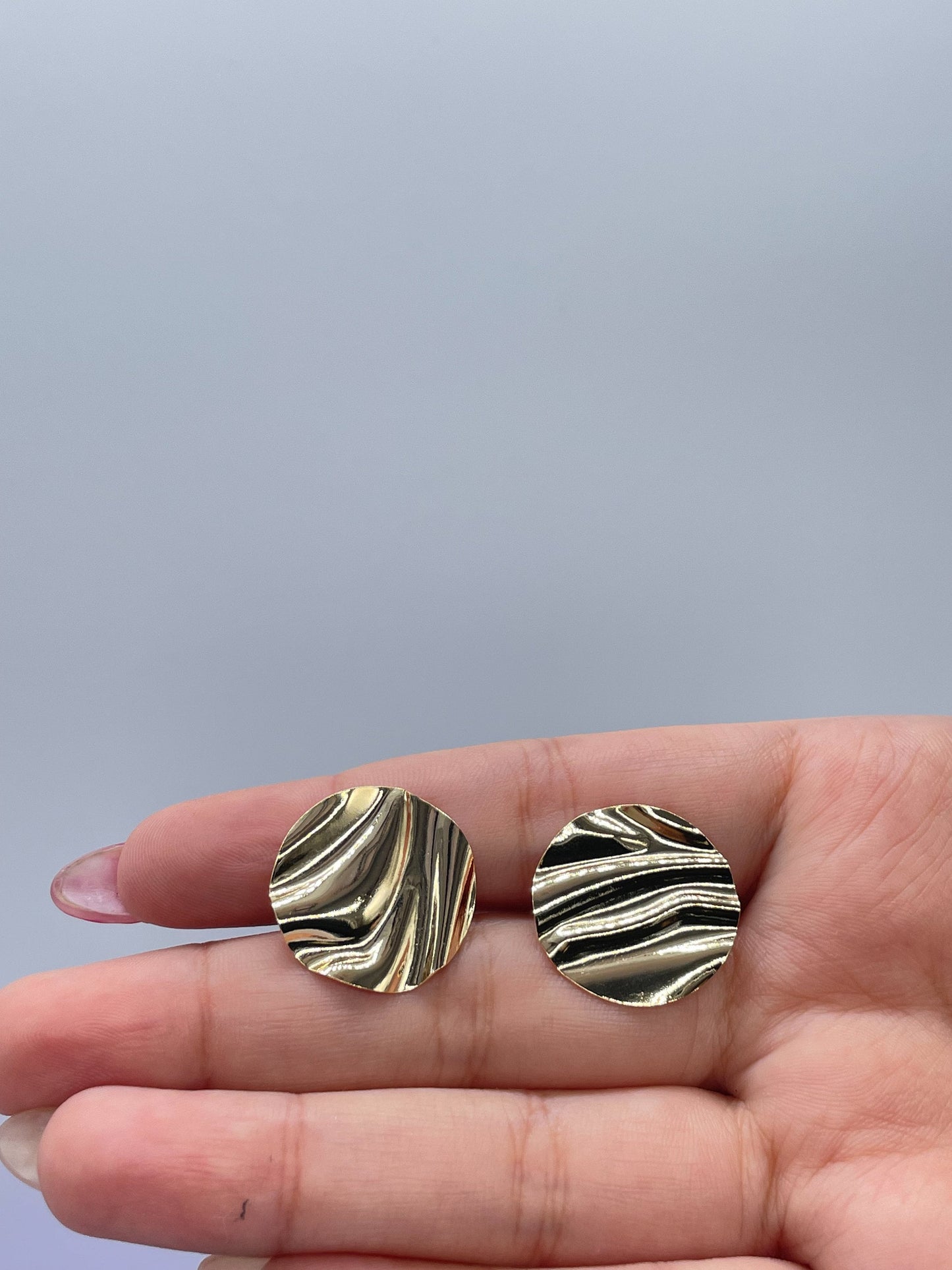 18k Gold Filled, Melted Sheet Wave Stud Earrings, contemporary earrings, Dainty Earrings, Gifts for Her, Evening Accessories, Wavy Earrings