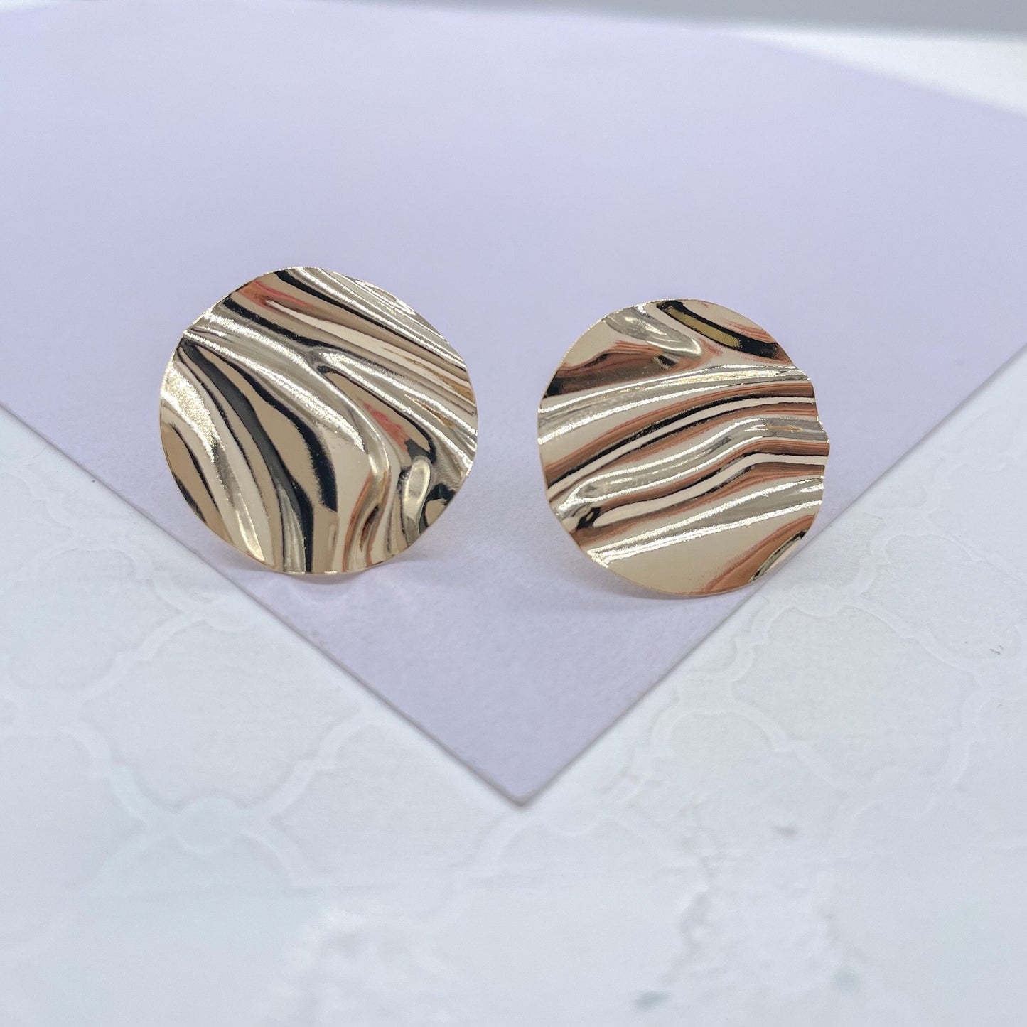18k Gold Filled, Melted Sheet Wave Stud Earrings, contemporary earrings, Dainty Earrings, Gifts for Her, Evening Accessories, Wavy Earrings